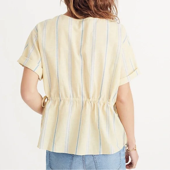 Madewell Drawstring-Waist Shirt in Atlantic Stripe - Picture 2 of 9